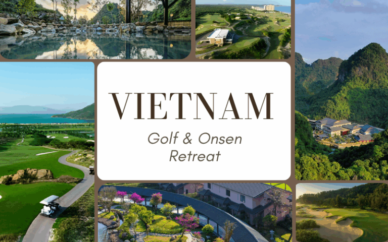 Scenic Vietnam golf and onsen destination showcasing world-class golf courses, natural hot springs, and serene landscapes that blend wellness and sport tourism across the country.